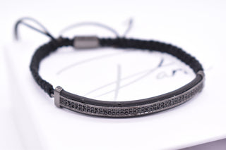 Parisi Armband - Verstellbar - Schwarzes Edelstahl - Schwarzen Zirkonia Steinen - Frauen - Herren - Männer - Inkl. Weiße Schmuckschachtel