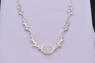 Parisi Bracciale in argento 925 - Motivo a foglia - Cristallo di calcedonio - Donna - Donne - Signore - Inclusa confezione gioielli bianca