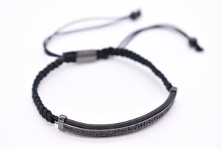 Parisi Armband - Verstellbar - Schwarzes Edelstahl - Schwarzen Zirkonia Steinen - Frauen - Herren - Männer - Inkl. Weiße Schmuckschachtel
