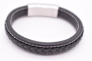 Parisi Armband - Geflochtenes Schwarzes Lederarmband - Magnetverschluss - Damen - Mann - Herren - Inkl. Weiße Schmuckschachtel