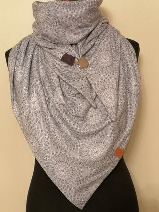 Parisi Winterschal, dreieckig, grau weiß farben, neueste Mode, weich und bequem, für Frauen und Mädchen