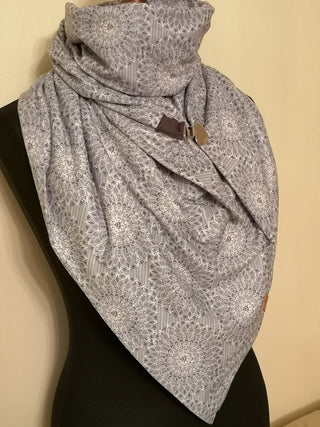 Parisi Winterschal, dreieckig, grau weiß farben, neueste Mode, weich und bequem, für Frauen und Mädchen
